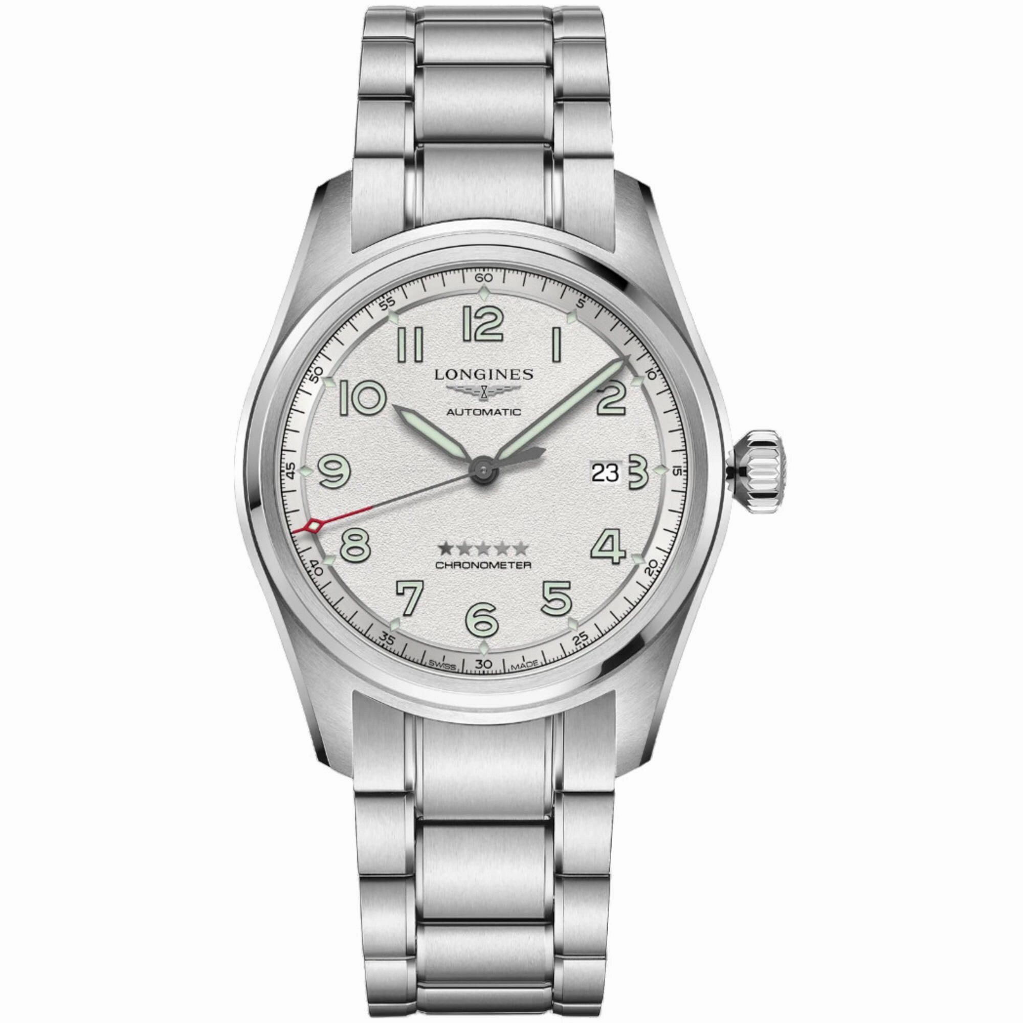 Longines Men's Watch - Spirit Chronometer Silver Tone Dial Stainless Steel | L38114739