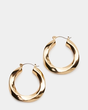 MEDIUM TWISTED HOOPS GOLD