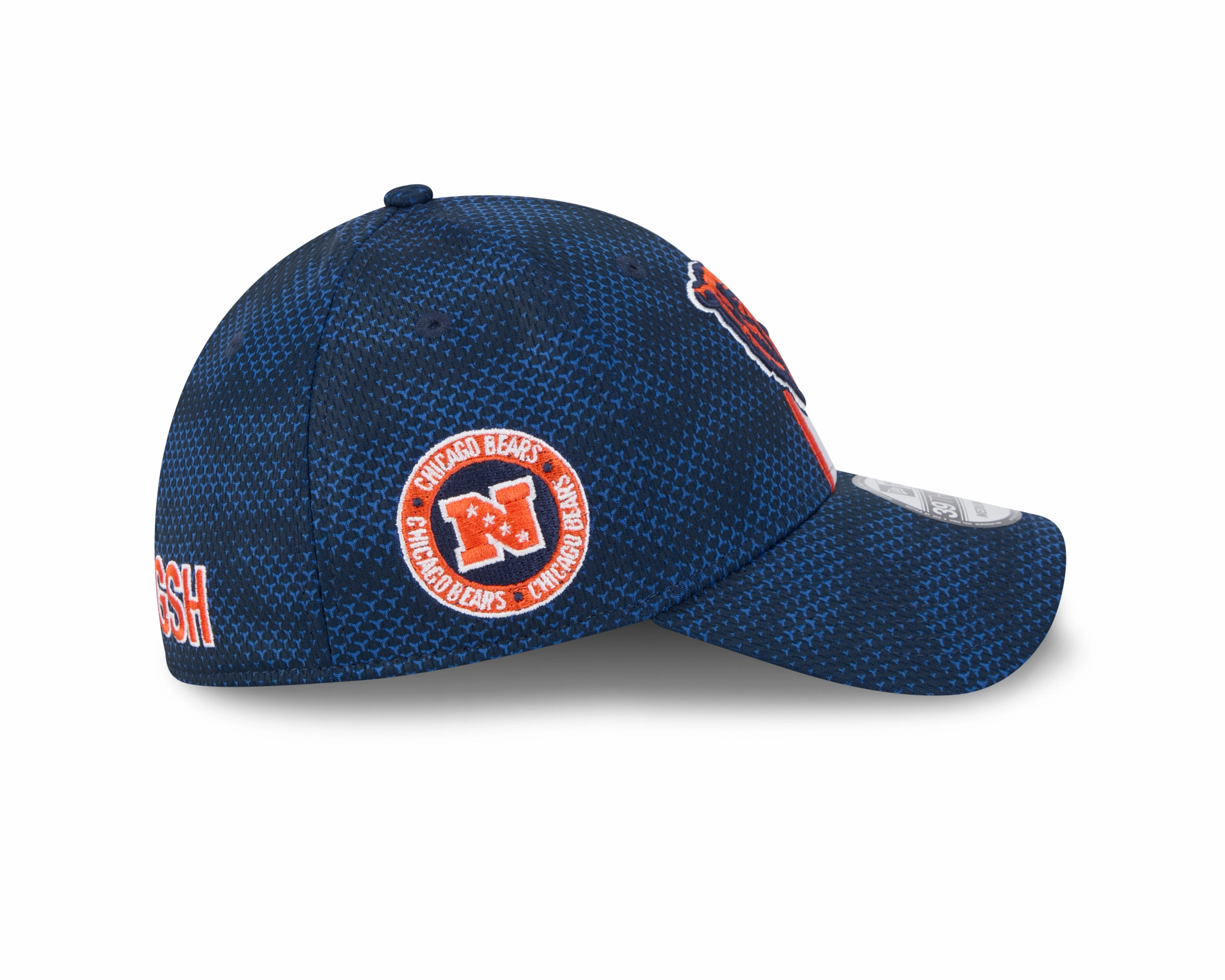 Men's Chicago Bears New Era 2024 Sideline Navy Primary Logo 39THIRTY Flex Hat