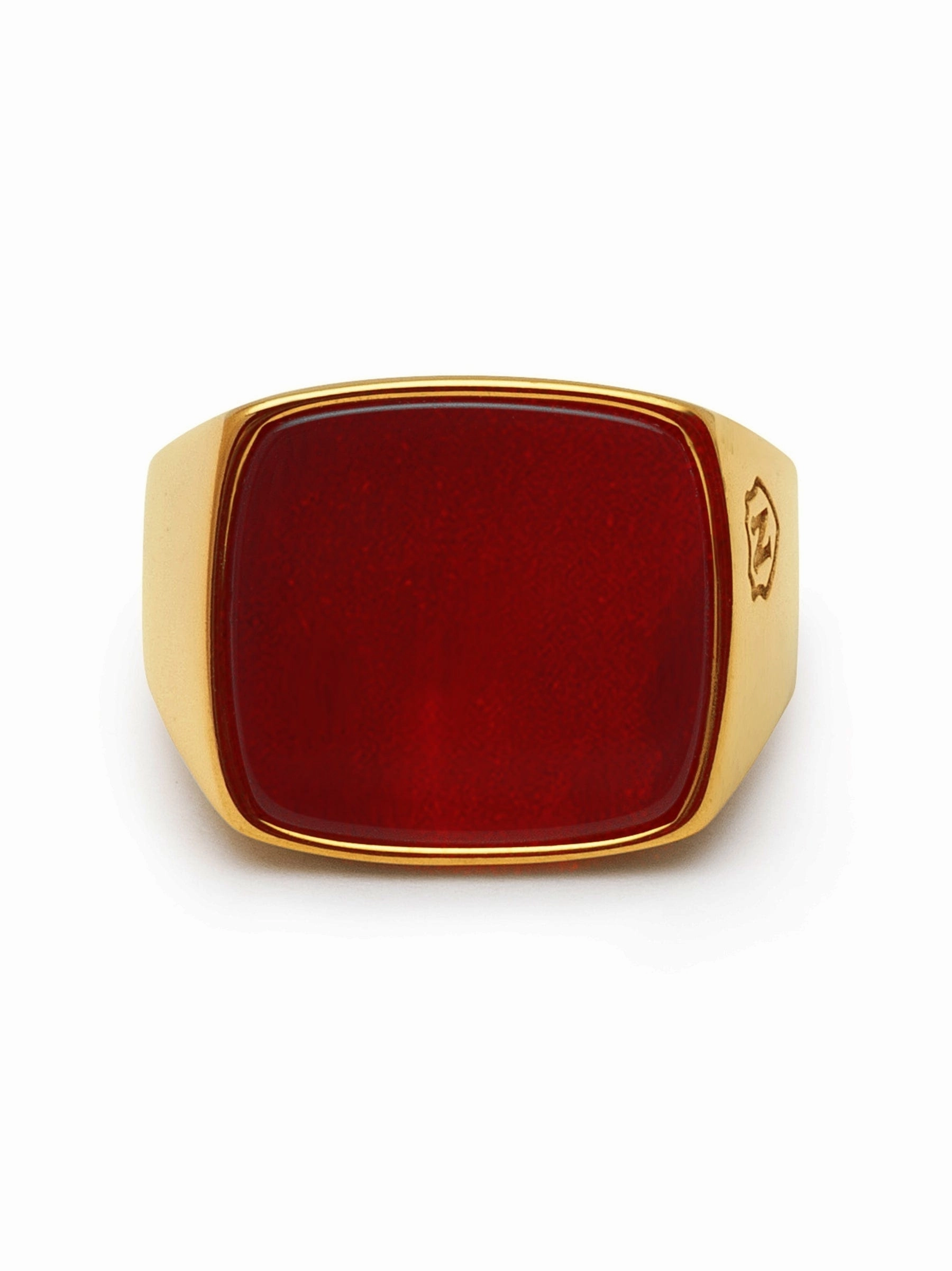 Men's Gold Signet Ring with Red Agate