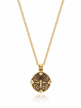 Men's Necklace with Gold Compass