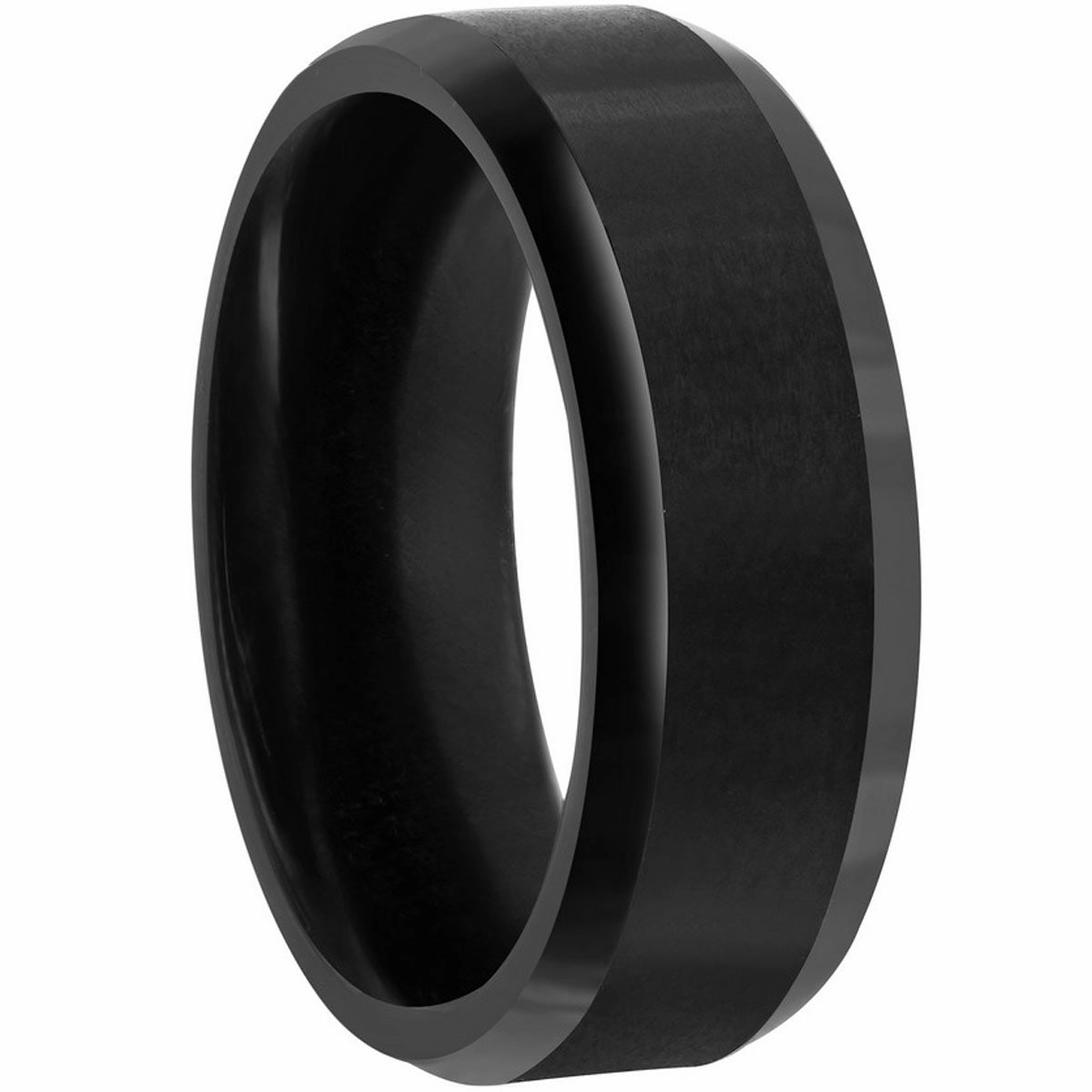 Men's Ring - Brushed and Polished Black 8mm Tungsten, Size 9 | SW-2078-9