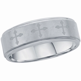 Men's Ring - Brushed and Polished Cross Tungsten, Size 9 | SW-2122-9