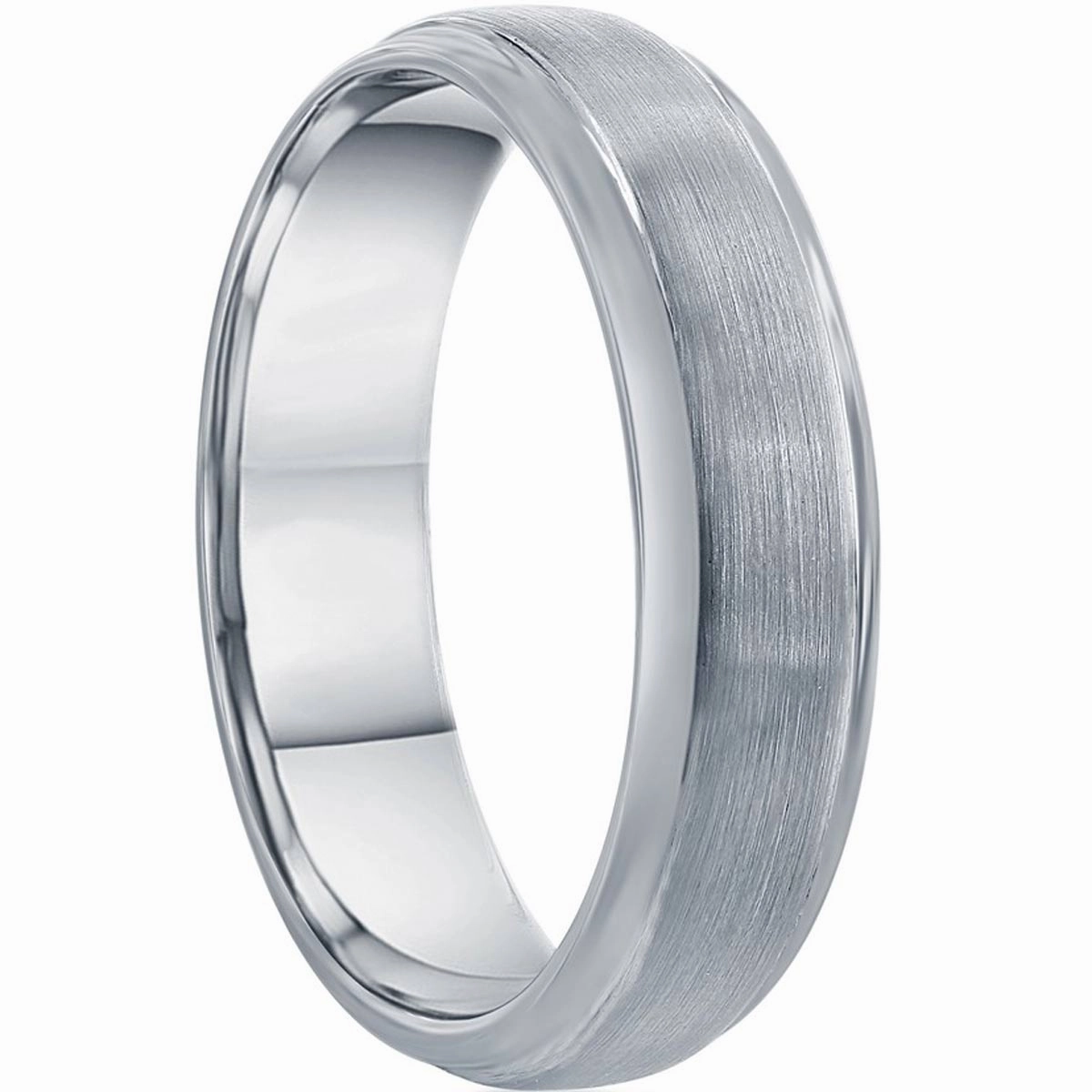 Men's Ring - Brushed and Polished Silver Tungsten, Size 9 | SW-2117-9