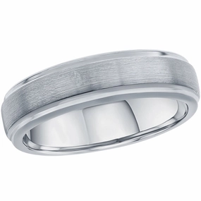Men's Ring - Brushed and Polished Silver Tungsten, Size 9 | SW-2117-9