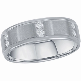 Men's Ring - Stainless Steel Brushed and Polished CZ, Size 9 | SW-2100-9