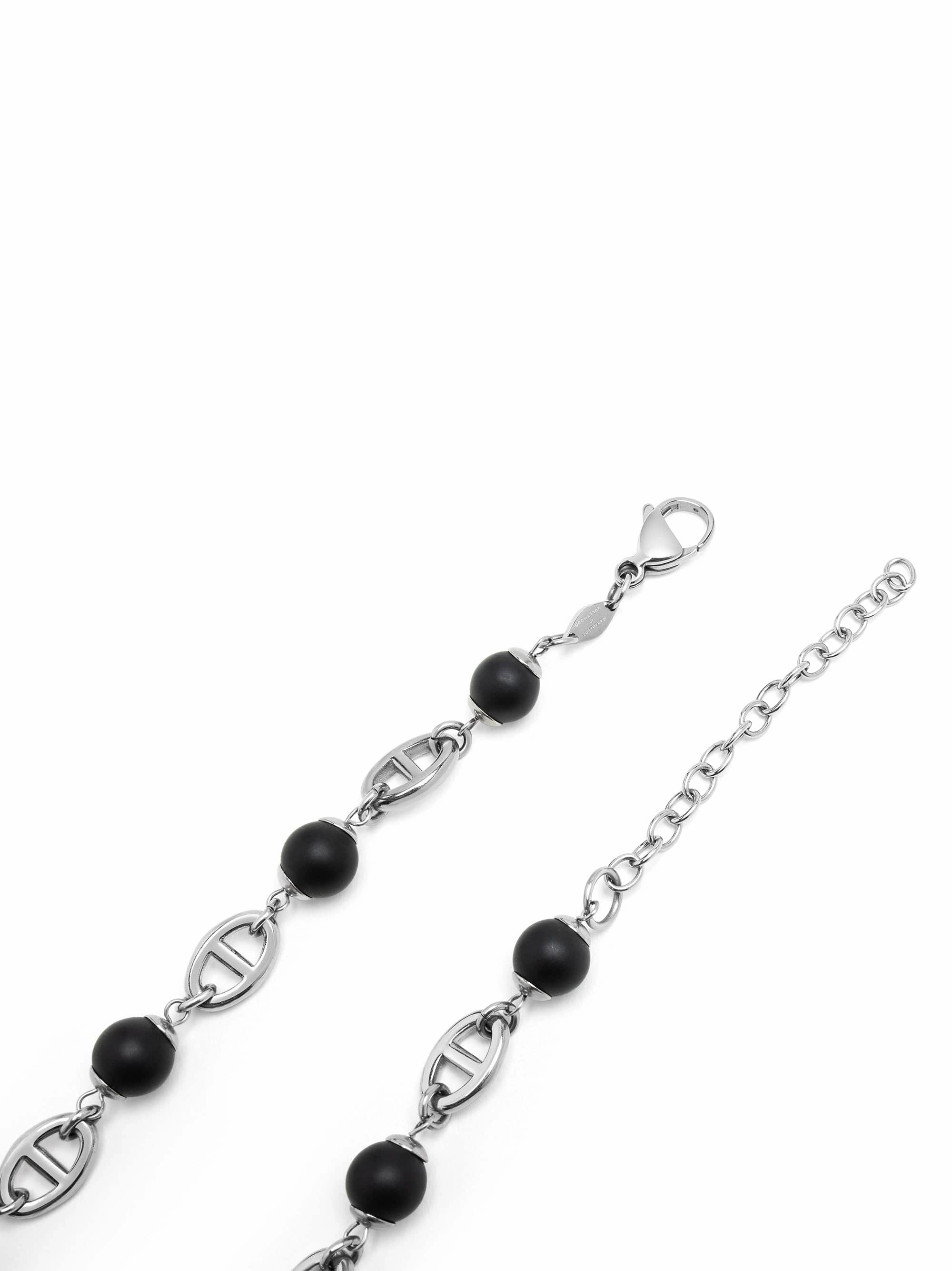 Men's Silver Mariner Chain with Matte Onyx