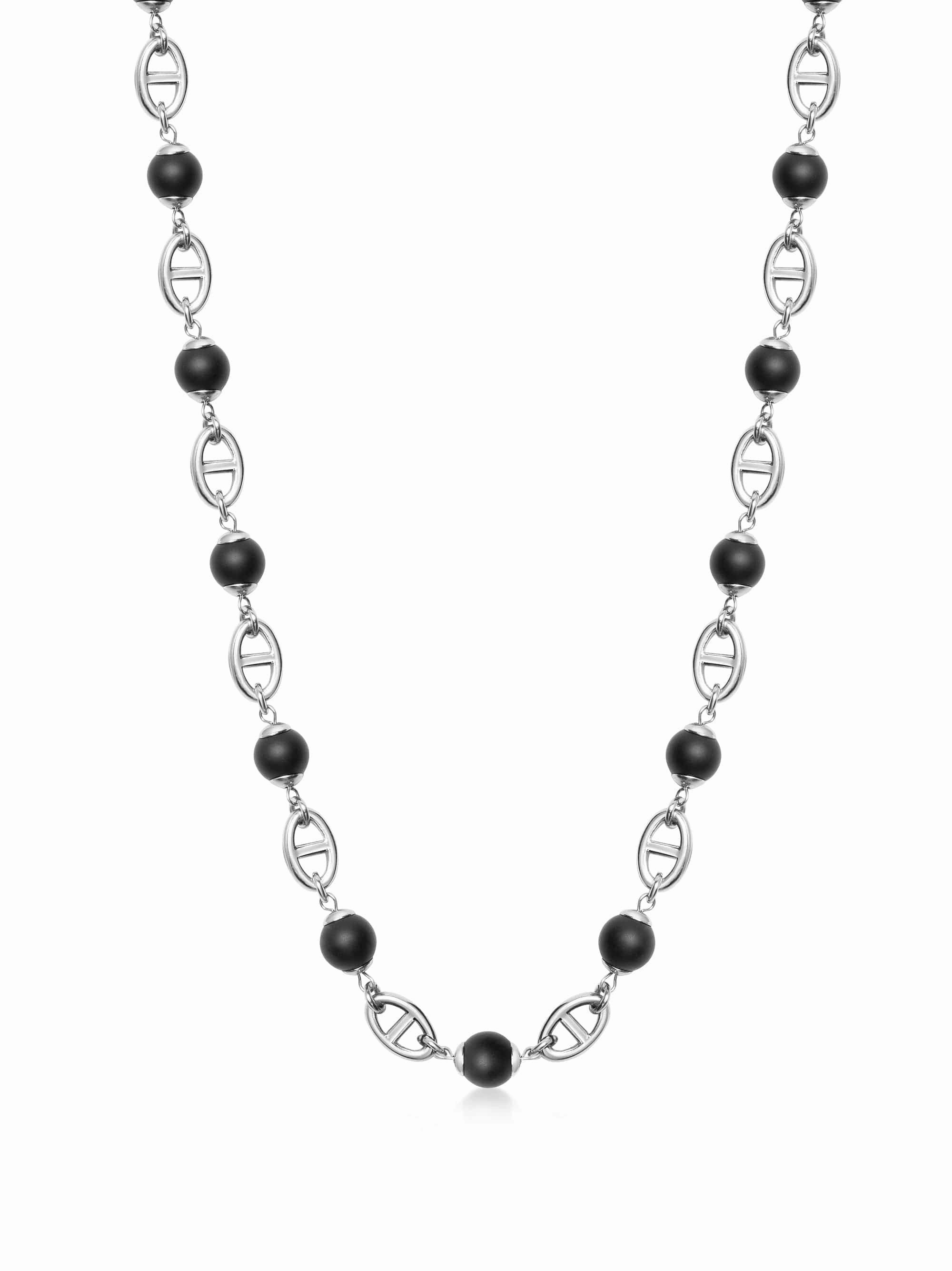 Men's Silver Mariner Chain with Matte Onyx