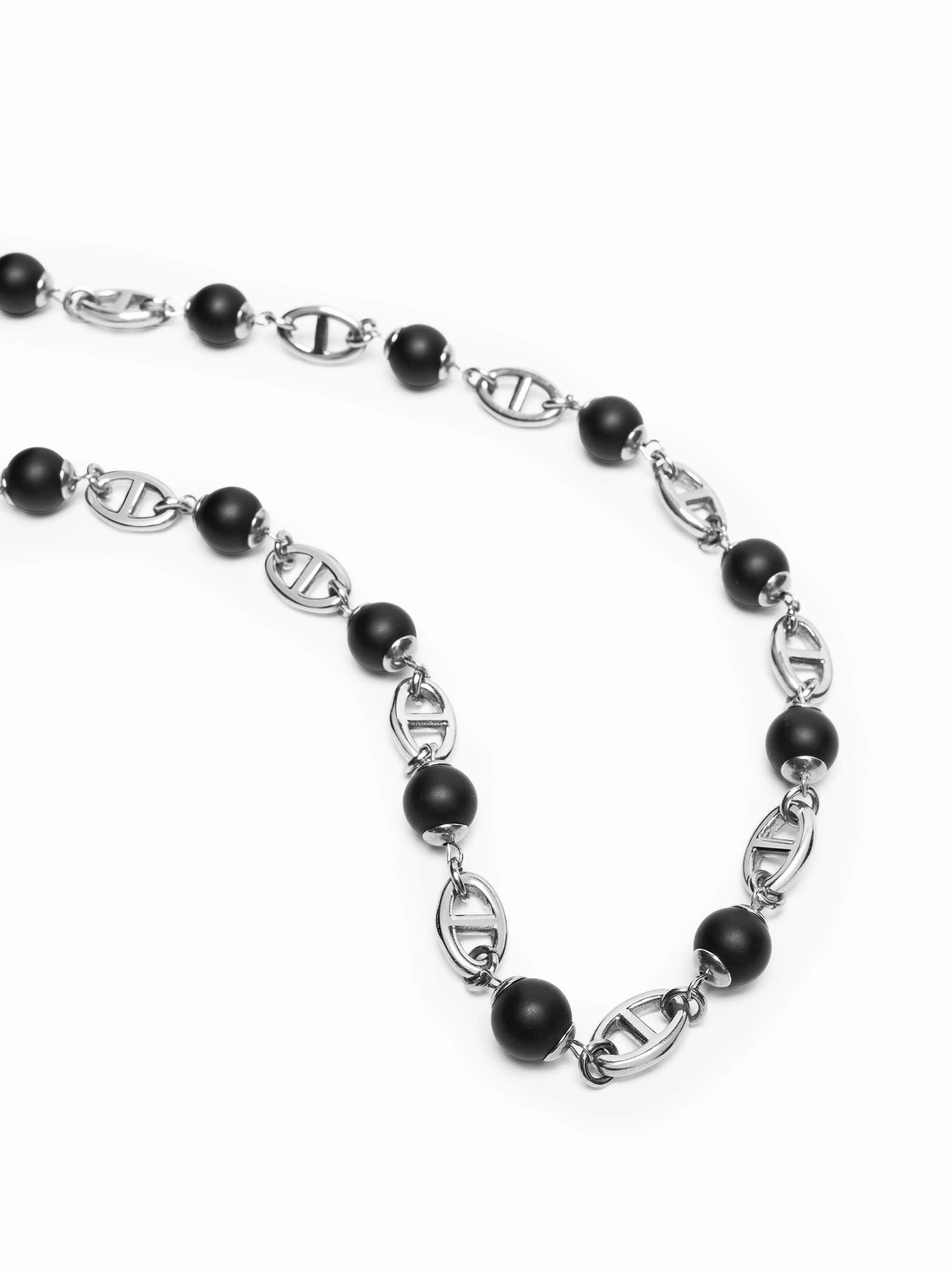 Men's Silver Mariner Chain with Matte Onyx