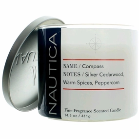 Nautica 3 Wick Candle - Soy Wax Blend Cedar, Citrus and Clean Notes, Compass, 14.5 oz