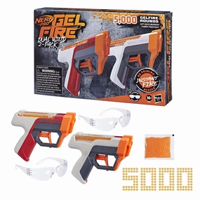 Nerf F8087 Pro Gelfire Dual Wield 2-Pack, 5000 Rounds, 2x100 Round Integrated Hoppers, Eyewear, Ages 14 