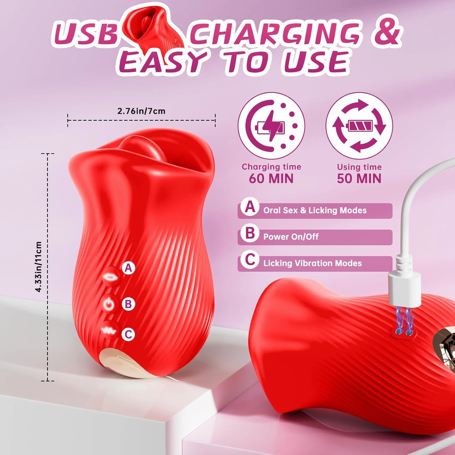 Omysky Rose Muncher - Mouth Biting Tongue Licker Clitoral Vibrator