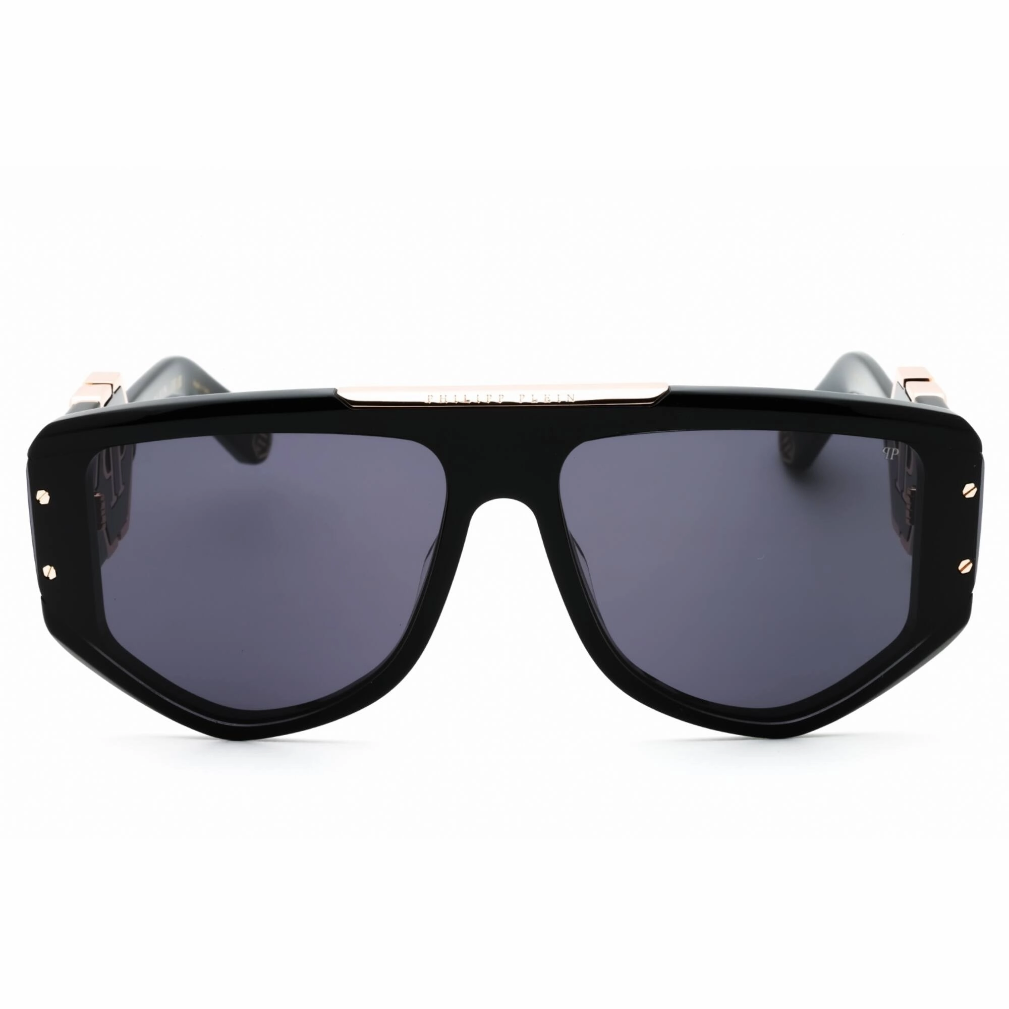 Philipp Plein Men's Sunglasses - Shiny Black Plastic Navigator Frame | SPP093M 0700