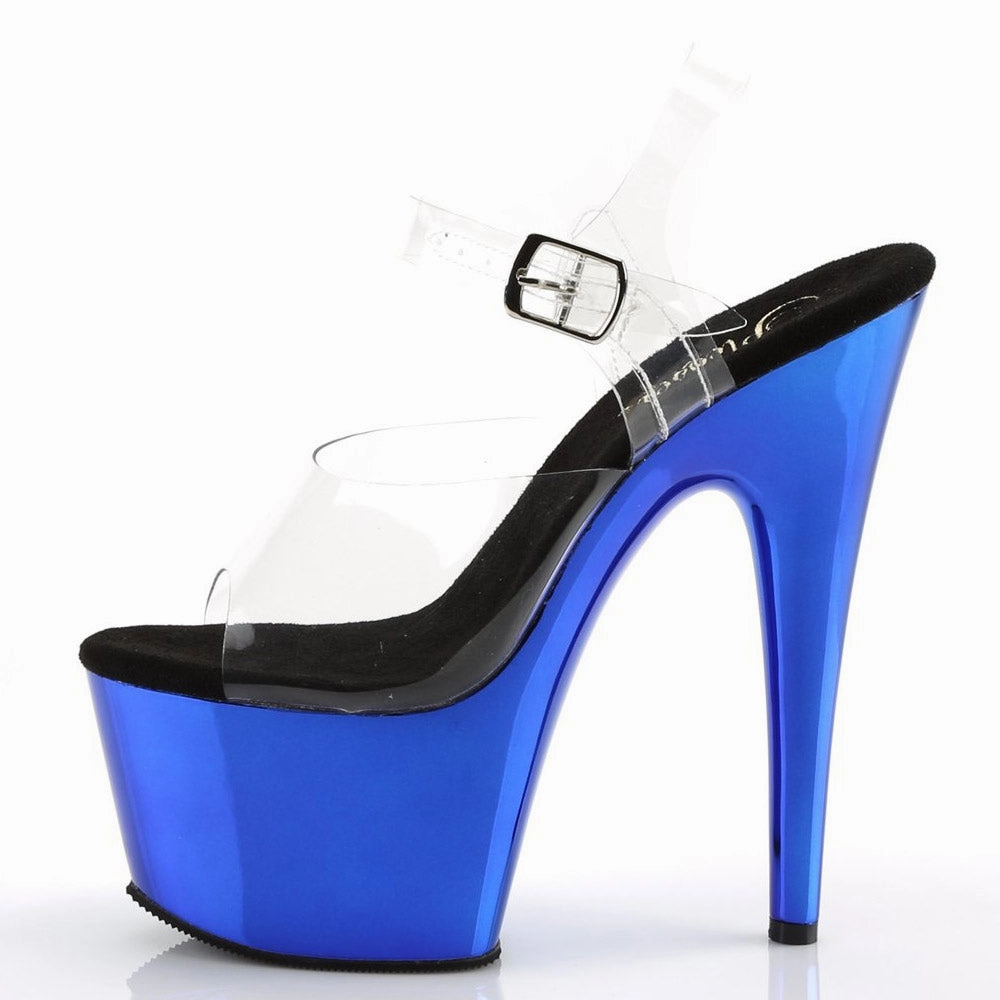 Pleaser Adore - 708 Lisa - Clear/Blue Chrome