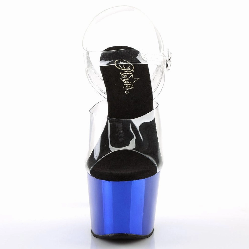 Pleaser Adore - 708 Lisa - Clear/Blue Chrome