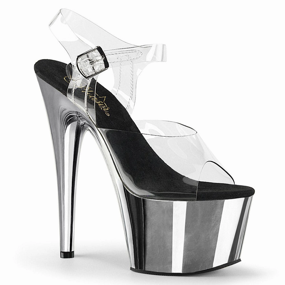 Pleaser Adore - 708 Lisa - Clear/Silver Chrome