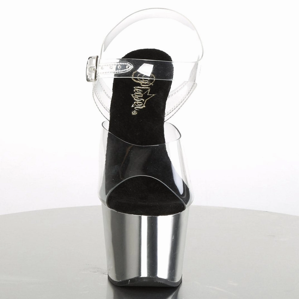 Pleaser Adore - 708 Lisa - Clear/Silver Chrome