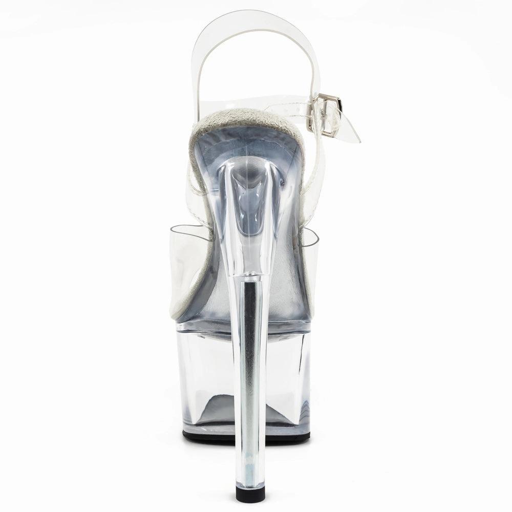 Pleaser Passion Wide-Fit 7" Stiletto Platform Sandals - Clear/Clear