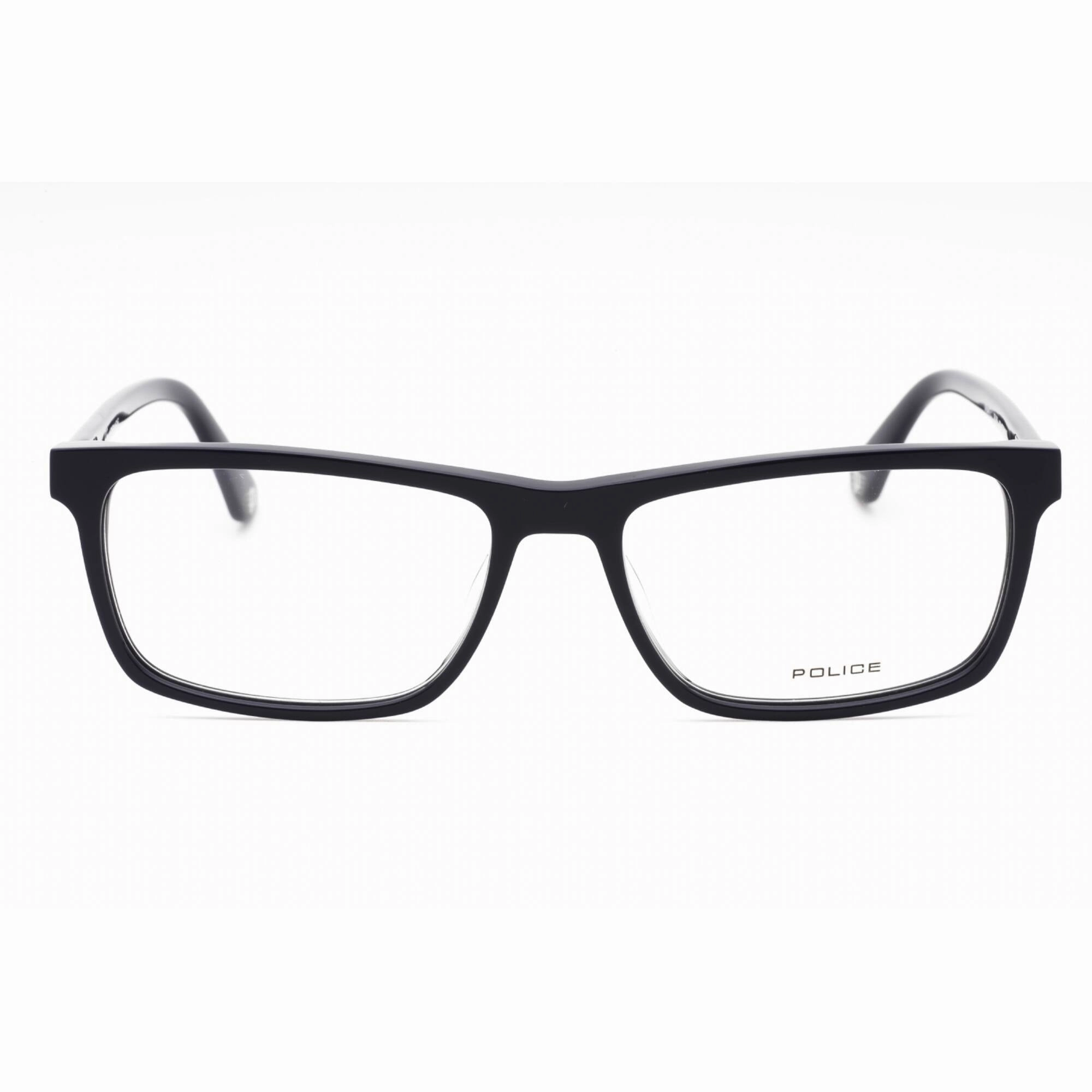 Police Men's Eyeglasses - Shiny Full Blue Acetate Rectangular Frame | VPLB56 0D82