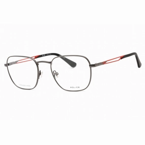 Police Men's Eyeglasses - Shiny Gunmetal Square Frame Clear Demo Lens | VPLF08 0568