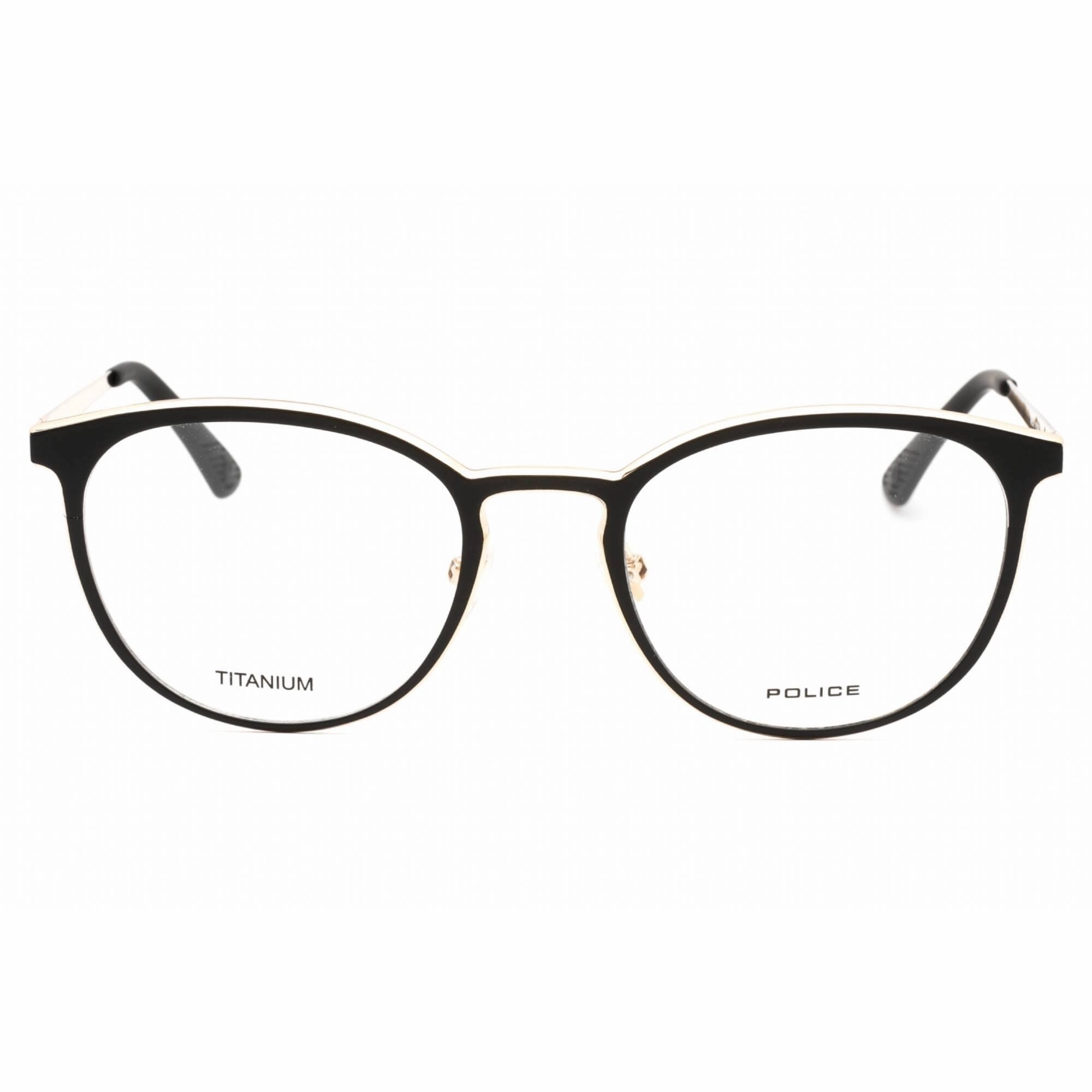 Police Men's Eyeglasses - Shiny Rose Gold Metal Round Full Rim Frame | VPLB58M 0302