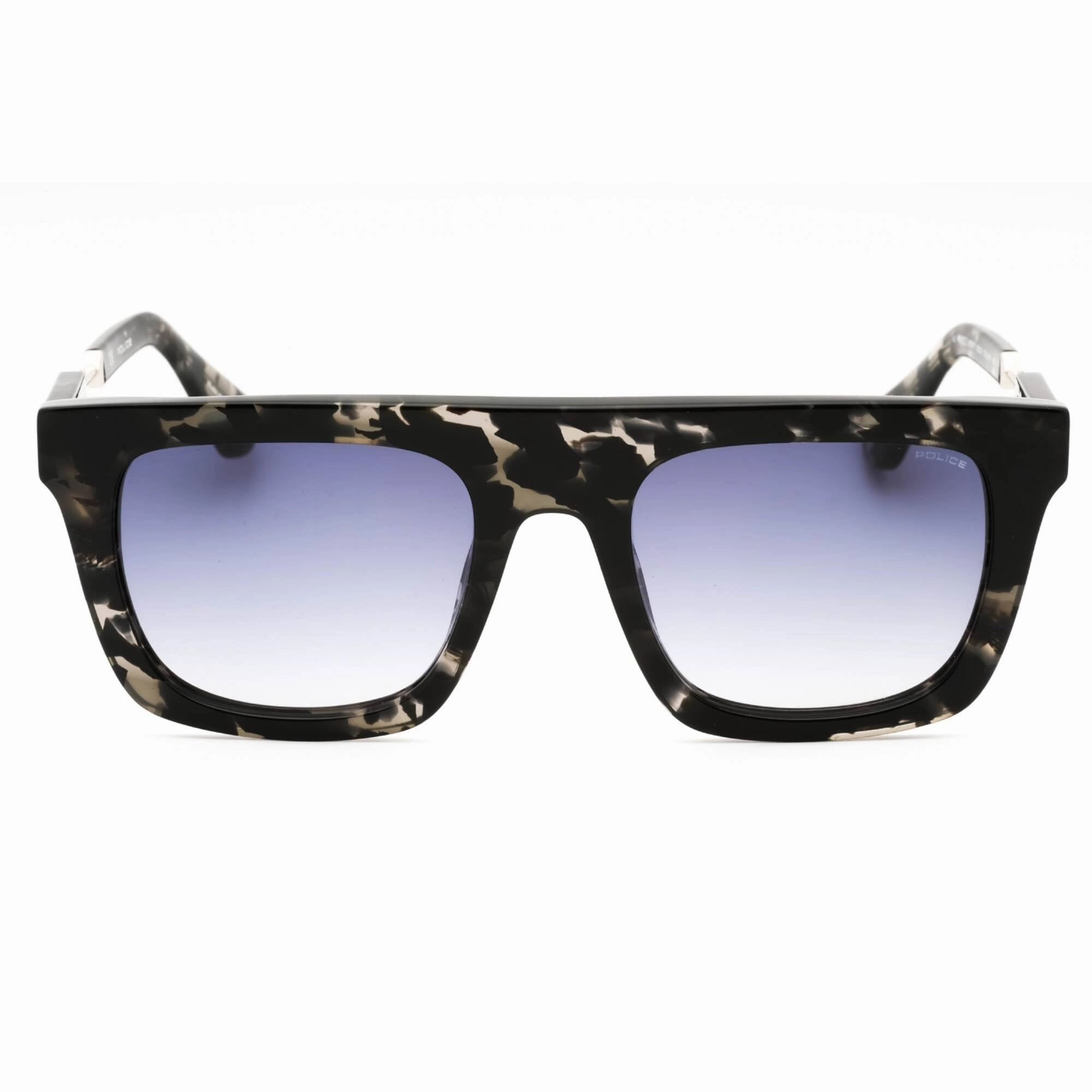 Police Men's Sunglasses - Black Grey Havana Acetate Square Full Rim | SPLF71 3KUY