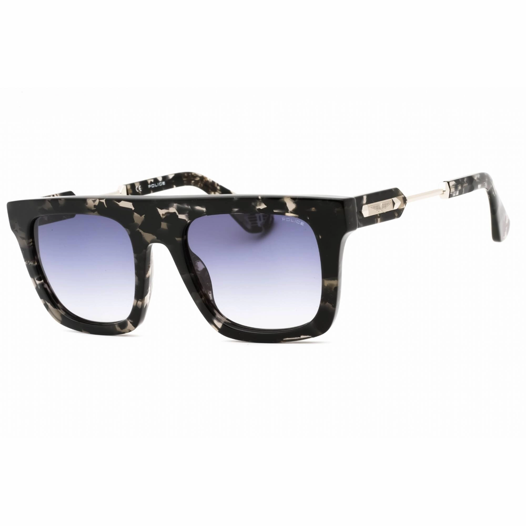 Police Men's Sunglasses - Black Grey Havana Acetate Square Full Rim | SPLF71 3KUY