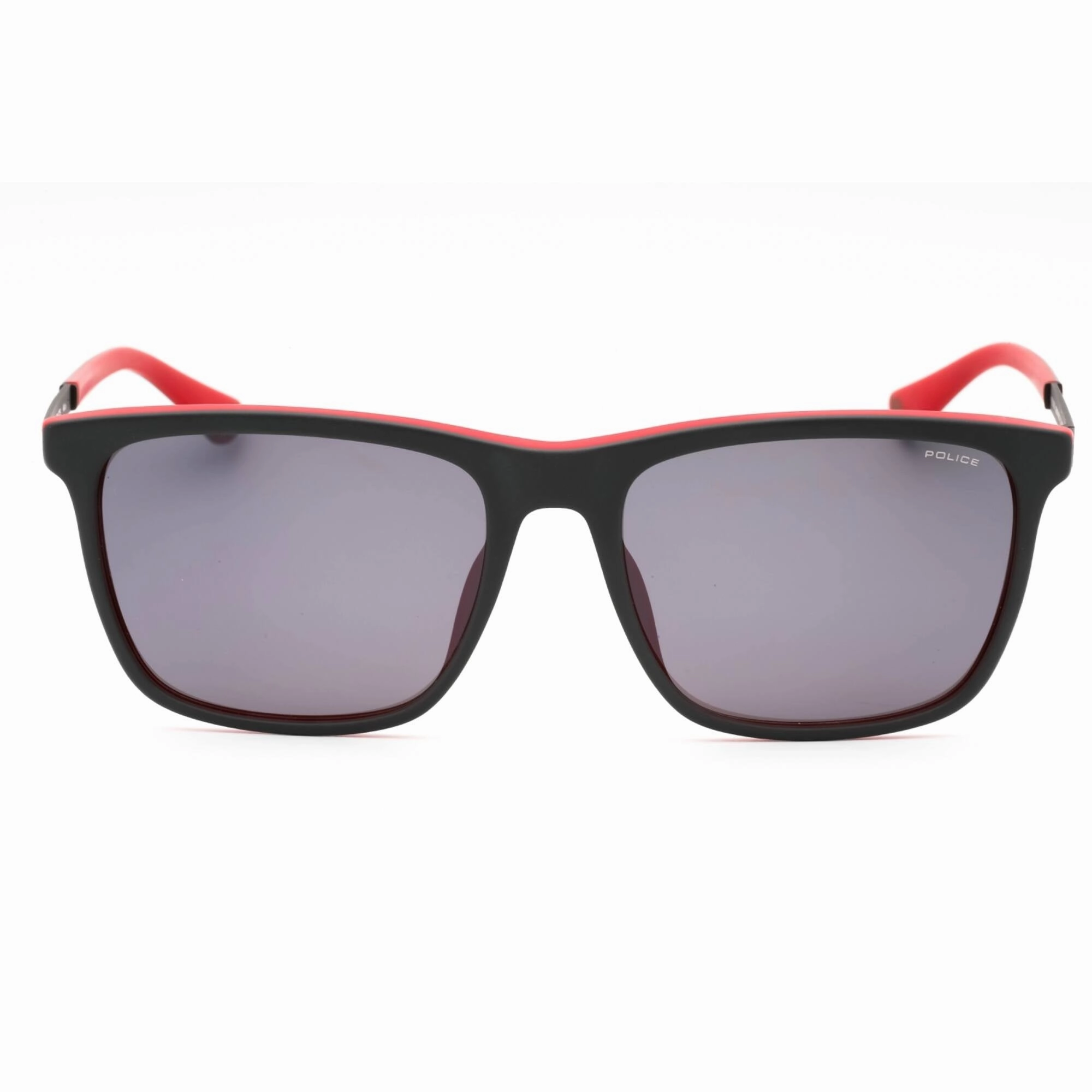 Police Men's Sunglasses - Red Acetate Full Rim Square Frame Grey Lens | SPLA56 1BUX