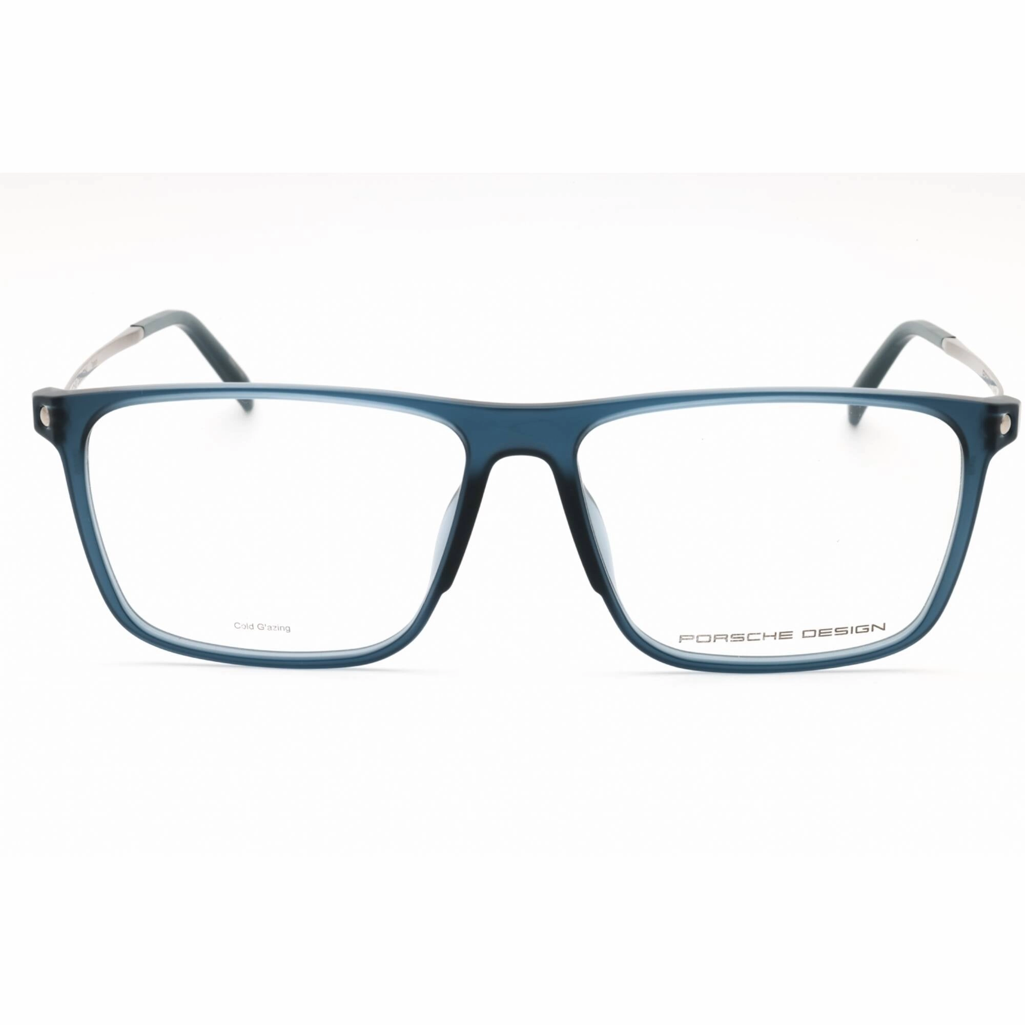 Porsche Men's Eyeglasses - Blue Rectangular Full Rim Frame Clear Demo Lens | P8334 D