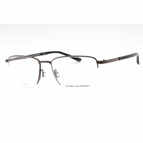 Porsche Men's Eyeglasses - Brown Black Metal Rectangular Half Rim Frame | P8730 C