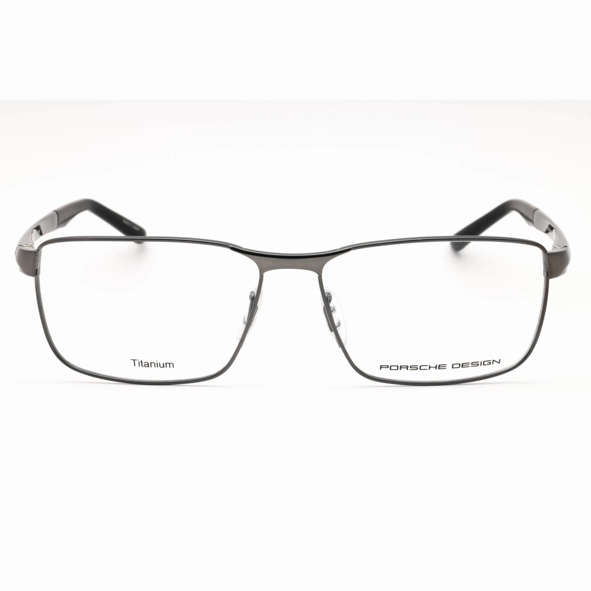 Porsche Men's Eyeglasses - Dark Grey Metal Rectangular Shape Full Rim Frame | P8273 D