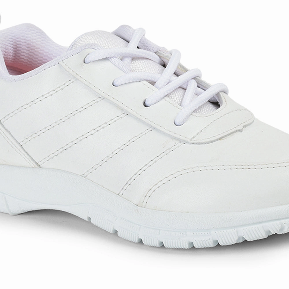 Prefect By Liberty Kids SCHOOL-PTM White School Lacing Shoes