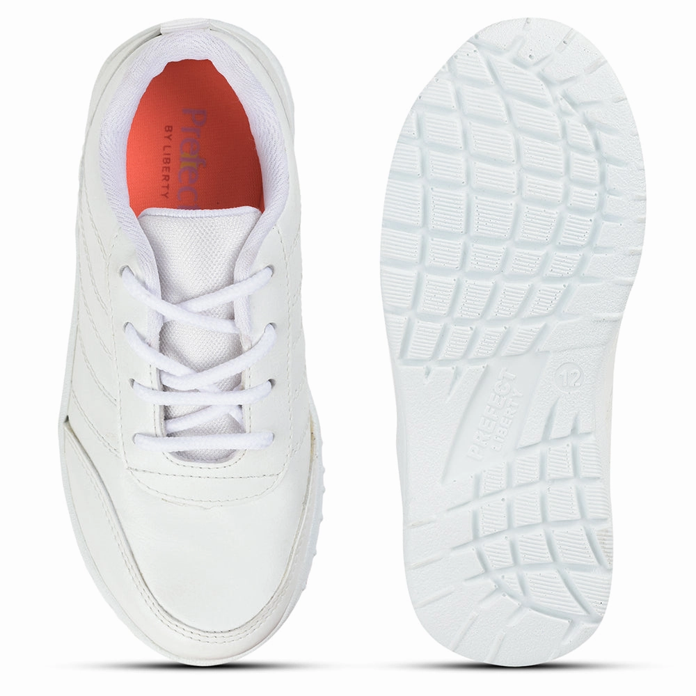 Prefect By Liberty Kids SCHOOL-PTM White School Lacing Shoes