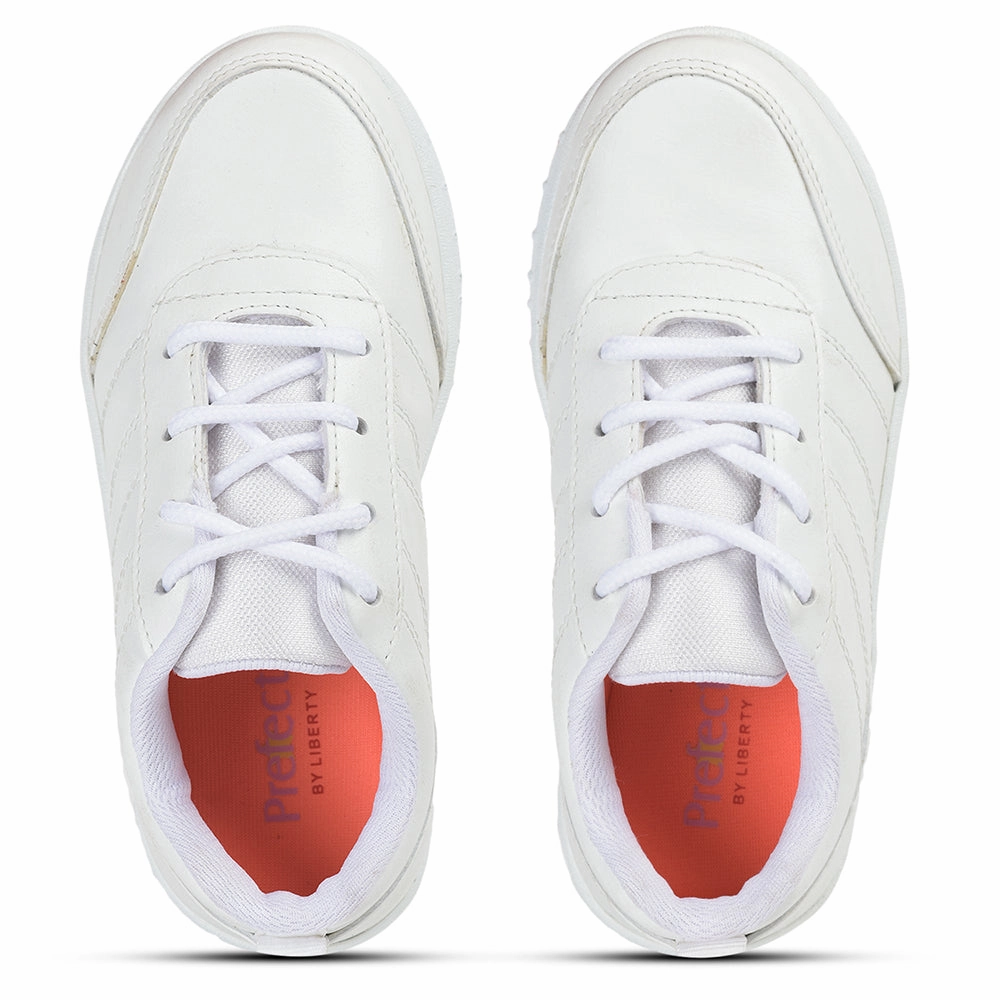 Prefect By Liberty Kids SCHOOL-PTM White School Lacing Shoes