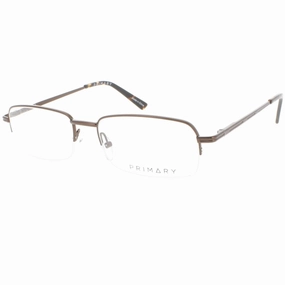 Primary Men's Eyeglasses - Demo Lens Metal Rectangular Half Rim Frame | 1086 BROWN