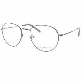 Primary Men's Eyeglasses - Demo Lens Titanium Oval Full Rim Frame | Pt111 Gunmetal