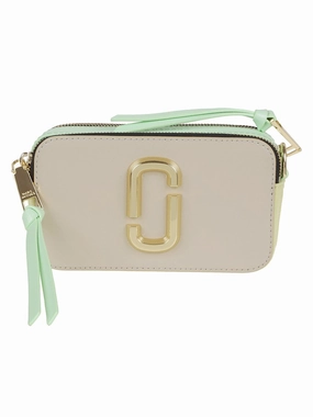 Rectangular Leather Snapshot Bag With Silver-Tone Accents