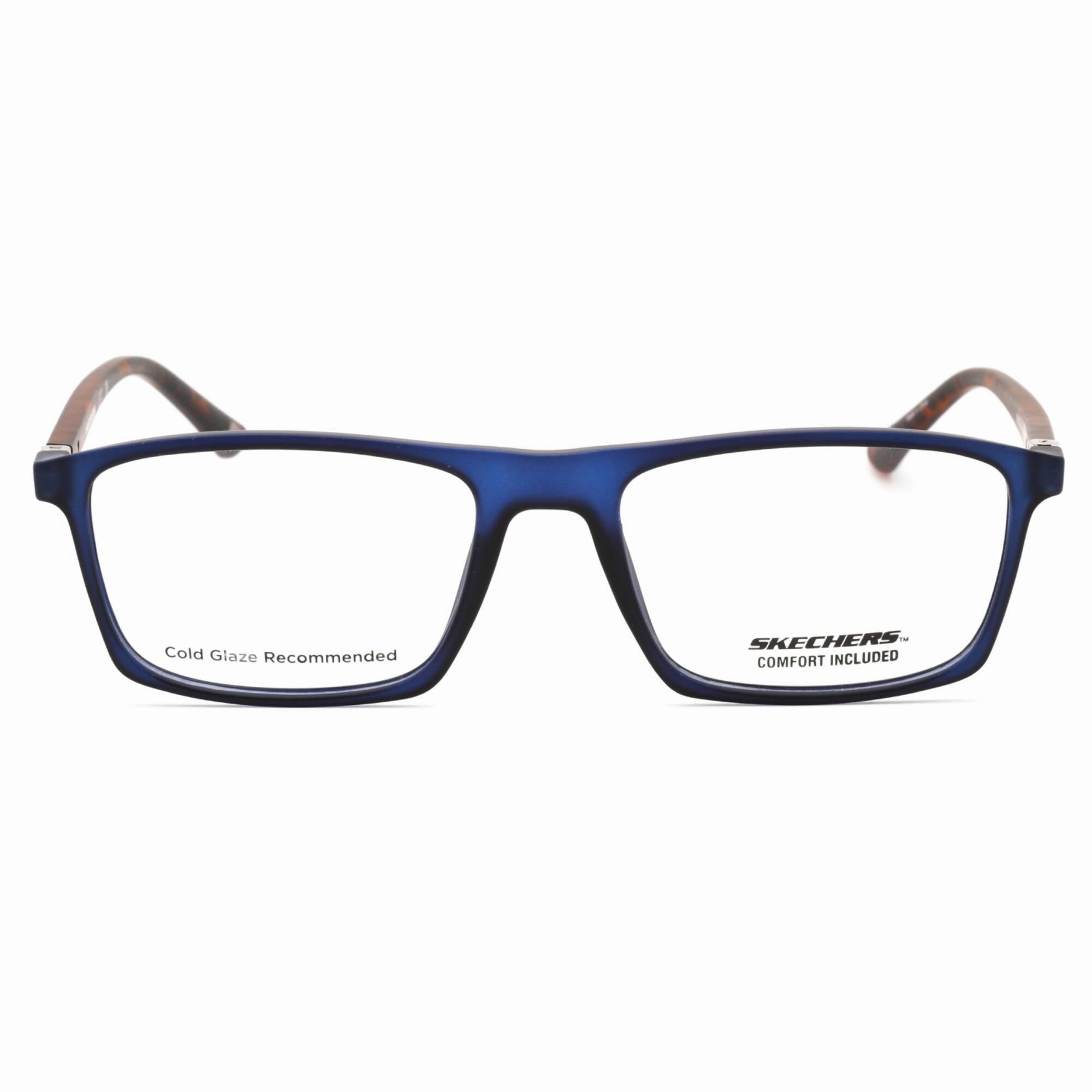 Skechers Men's Eyeglasses - Matte Blue Plastic Rectangular Full Rim Frame | SE3302 091