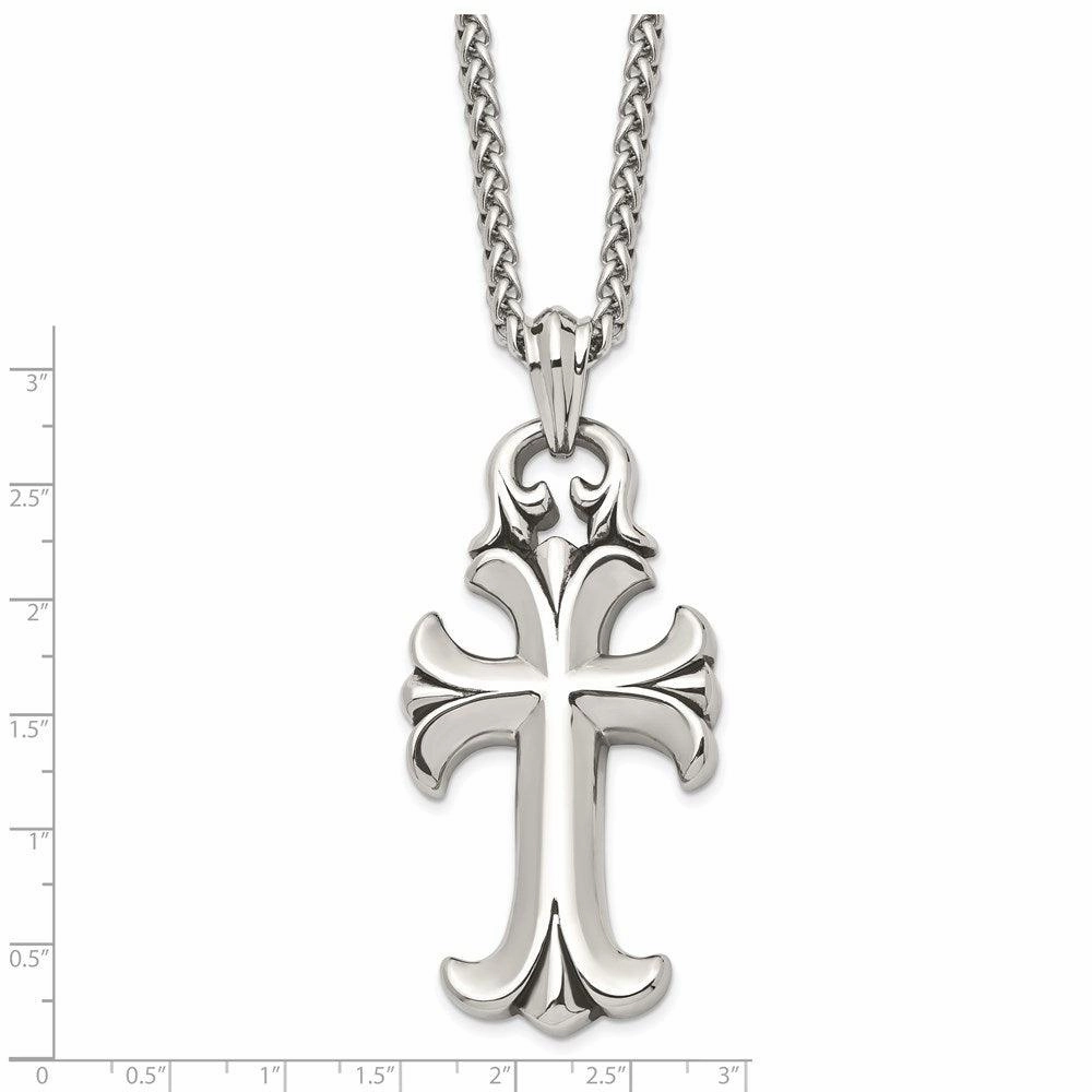 Stainless Steel Antiqued Cross Necklace