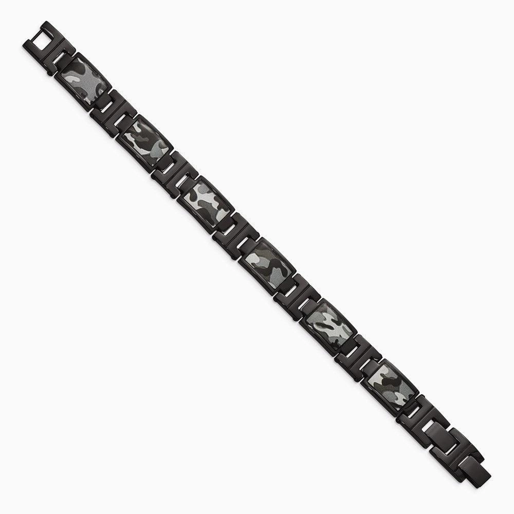 Stainless Steel Polished Black IP-plated Camoflage Bracelet