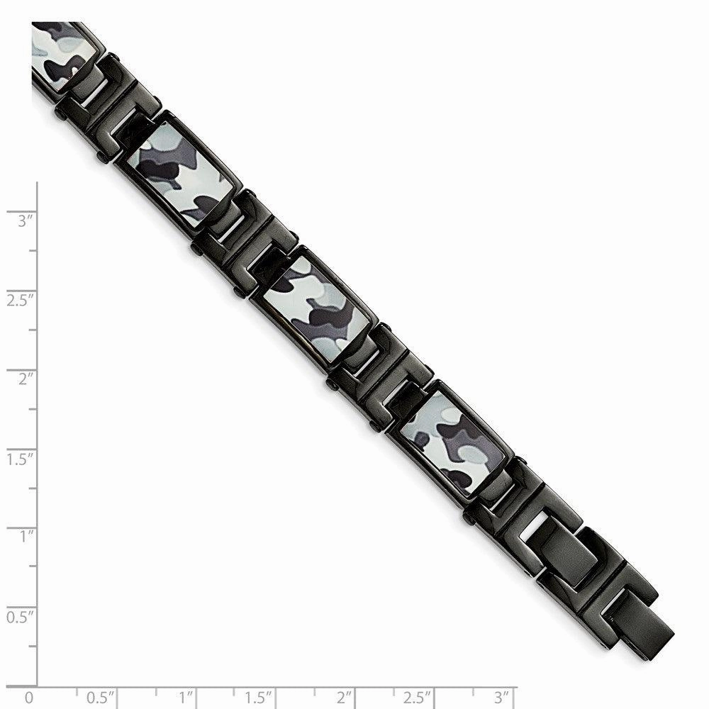 Stainless Steel Polished Black IP-plated Camoflage Bracelet