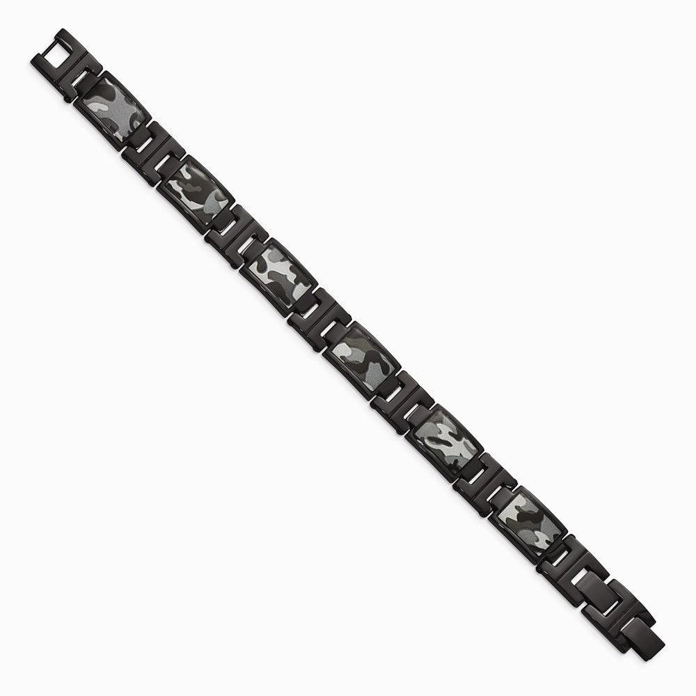 Stainless Steel Polished Black IP-plated Camoflage Bracelet