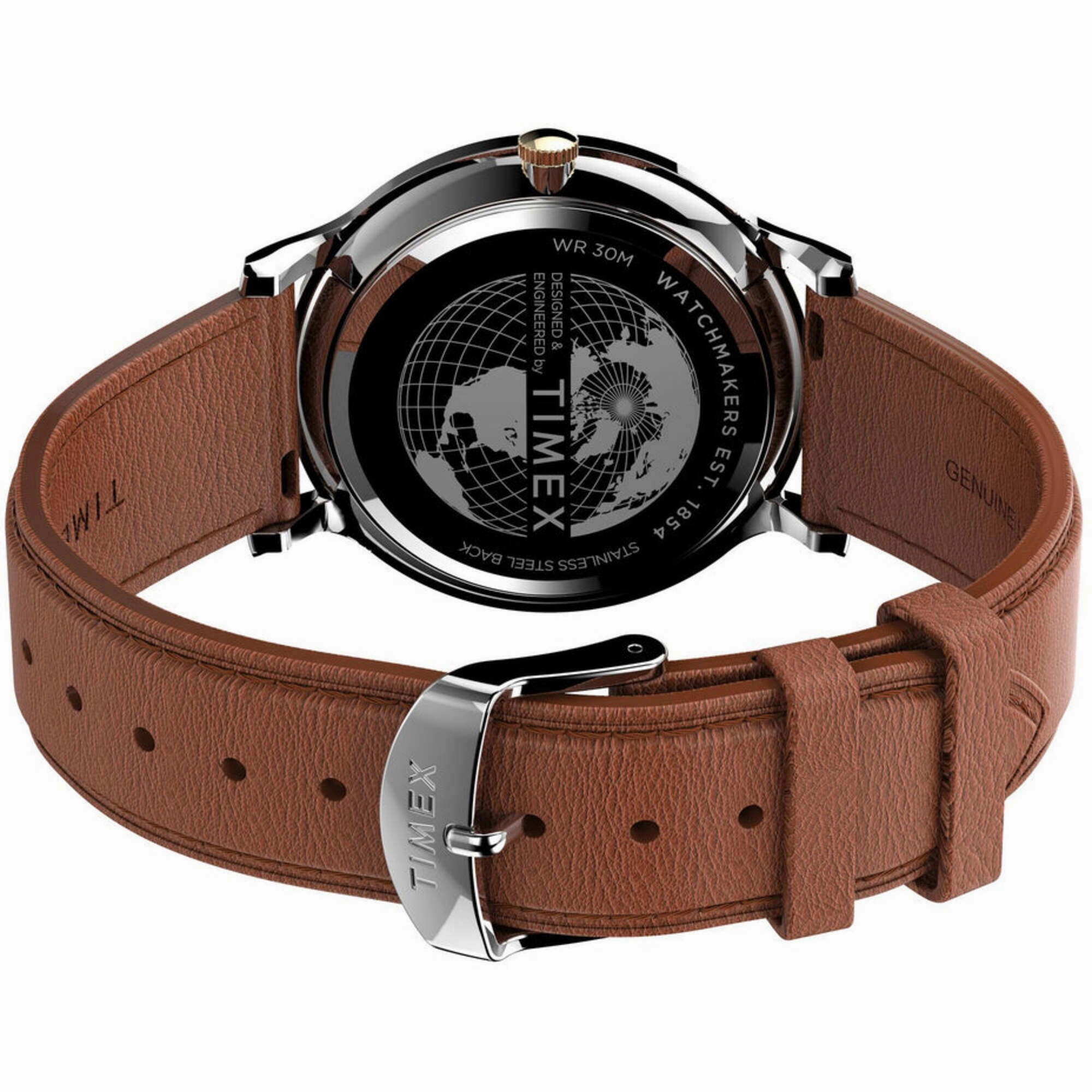 Timex Men's Watch - Norway Quartz Cream Dial Brown Leather Strap | TW2V28200