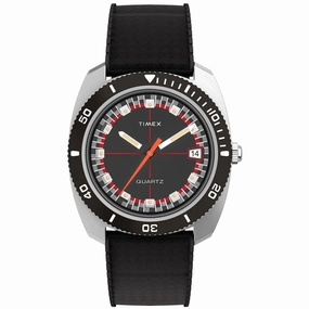 Timex Men's Watch - Q Timex Reissue Black Dial Synthetic Rubber Strap | TW2W22400ZV