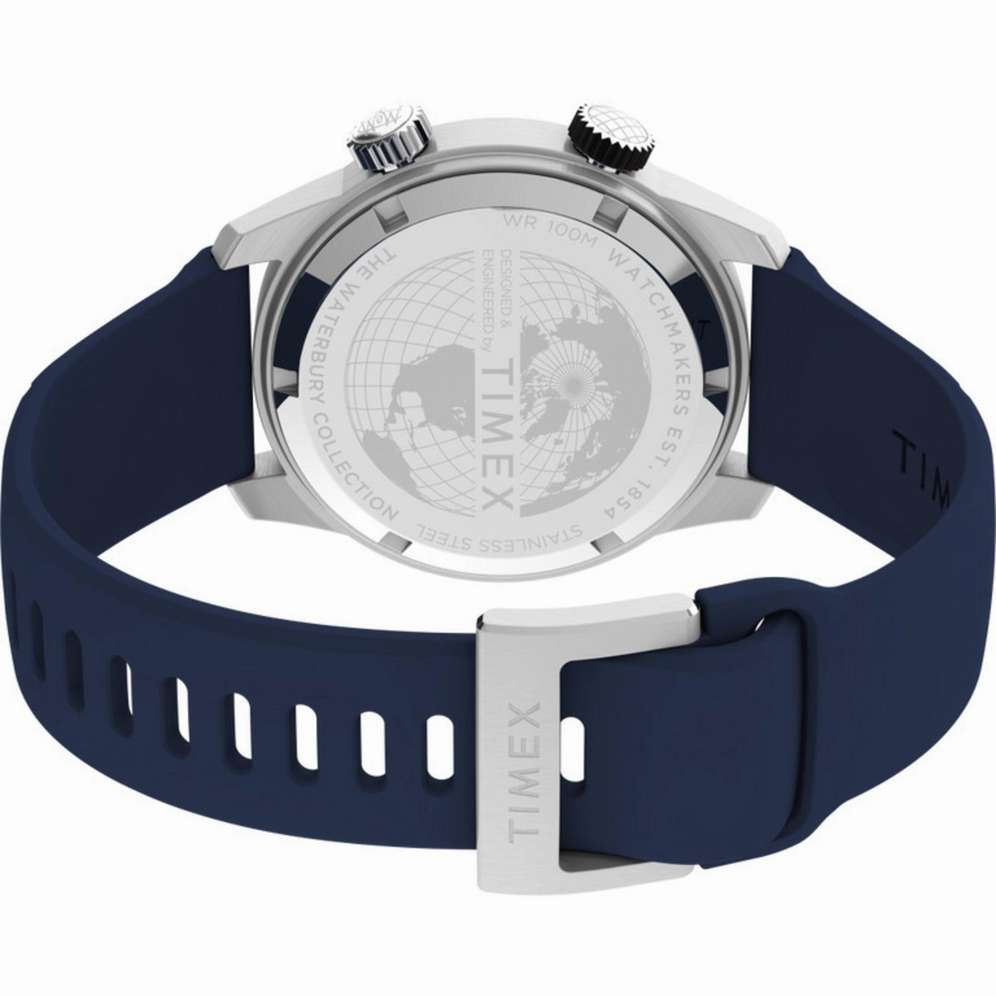 Timex Men's Watch - The Waterbury Quartz Black and Red Dial Rubber Strap | TW2V73500