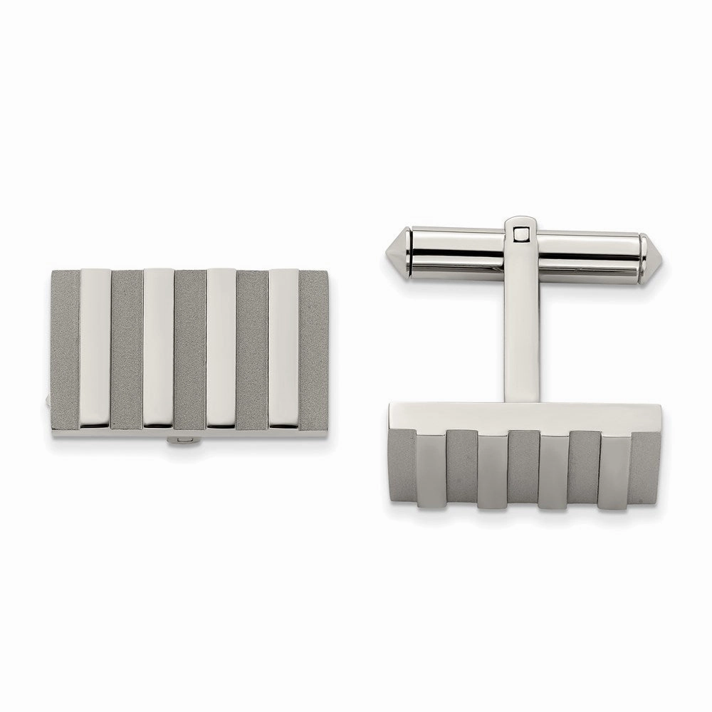 Titanium Polished and Brushed Stripes Cufflinks