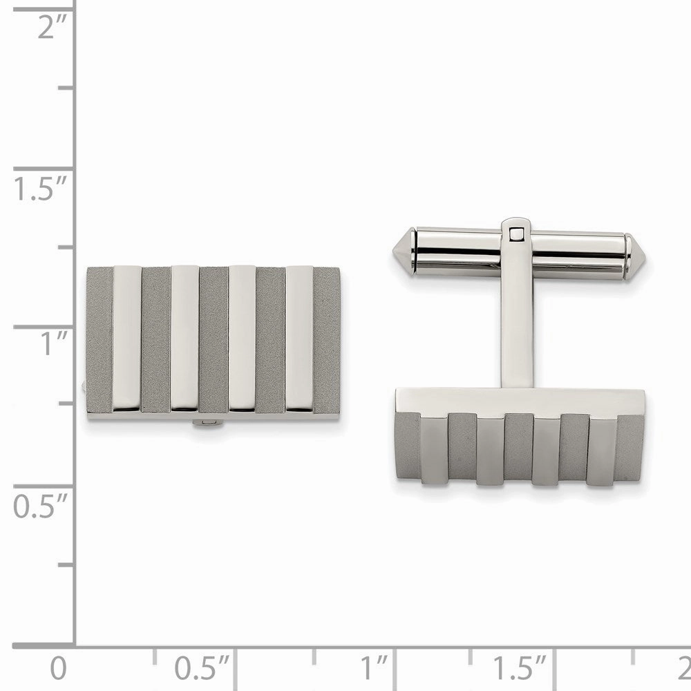 Titanium Polished and Brushed Stripes Cufflinks