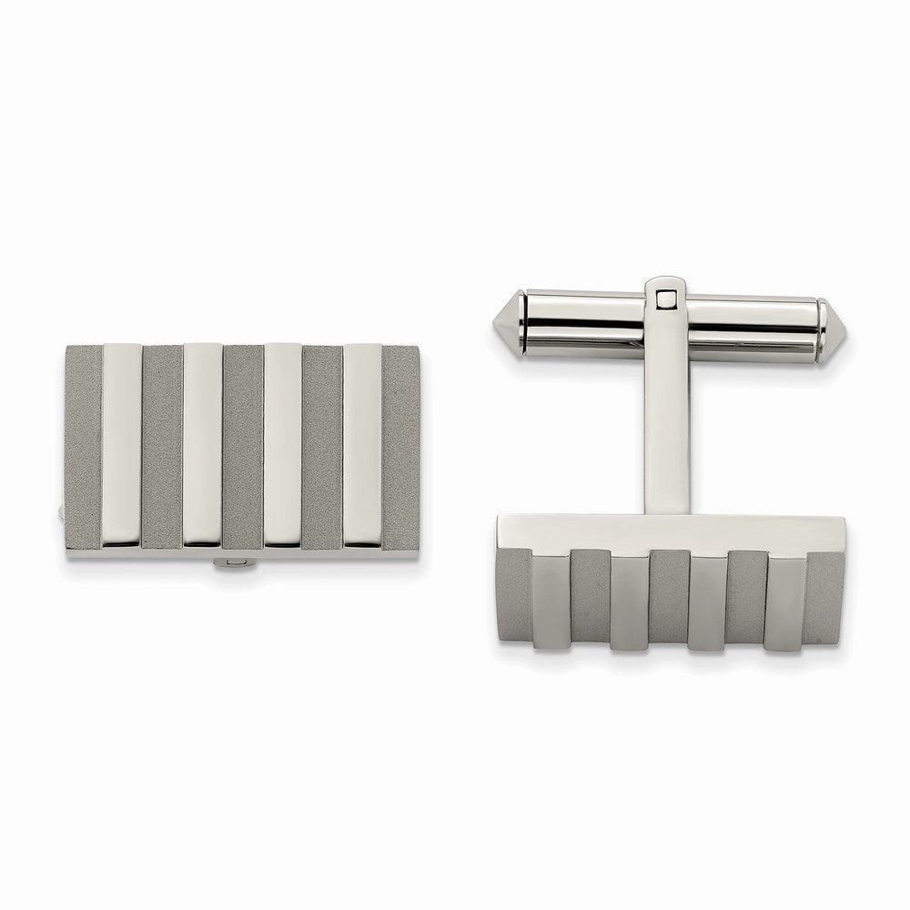 Titanium Polished and Brushed Stripes Cufflinks