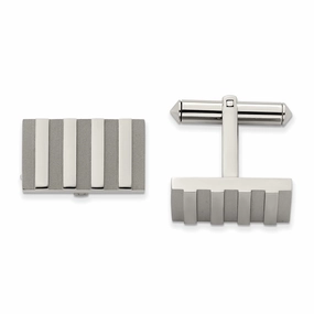 Titanium Polished and Brushed Stripes Cufflinks