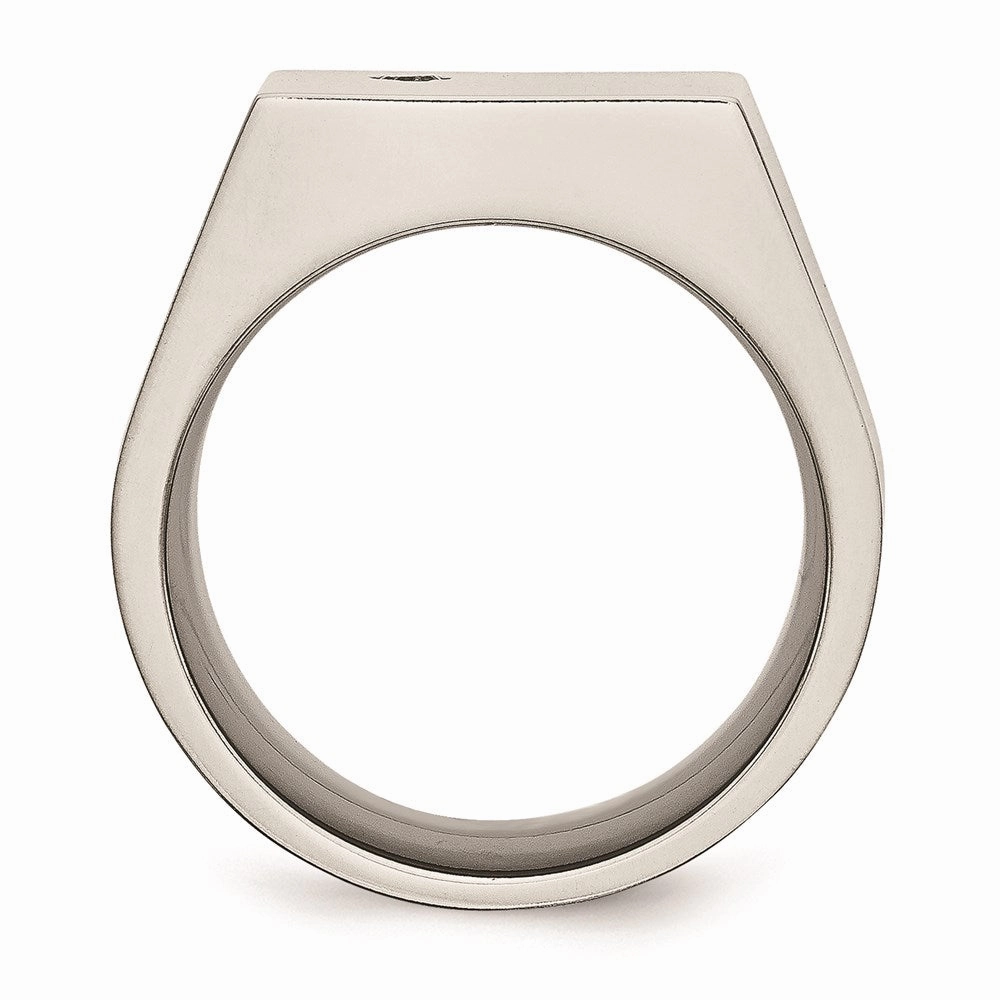 Titanium Polished CZ Signet Ring | TB426